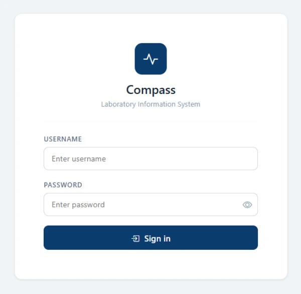 Compass LIS login screen