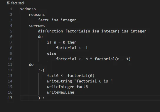 SAD custom language code sample